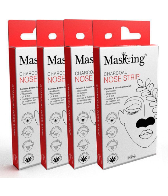 Masking Charcoal Nose Strip - Blackhead  Removal Nose Strip (20 Strips) Cleanser 100 mL Pack of 4