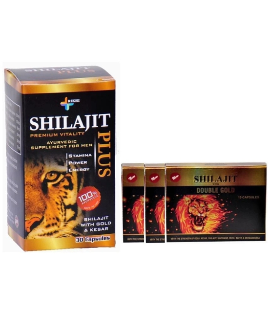 G&G Pharmacy Shilajit Plus Capsule 30no.s & Shilajit With Double Gold Capsule 10no.s Pack Of 3 Combo