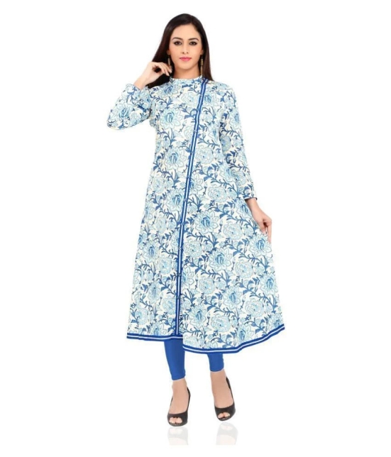 Divena - Blue Cotton Womens Flared Kurti - None