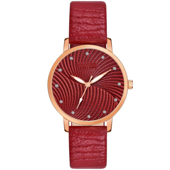 Loretta MT-384 Red Leather Belt Slim Dial Women & Girls Watch