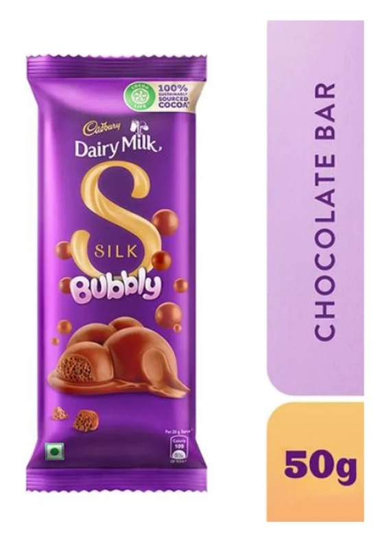 Cadbury Dairy Milk Silk Bubbly Chocolate Bar, 50 g