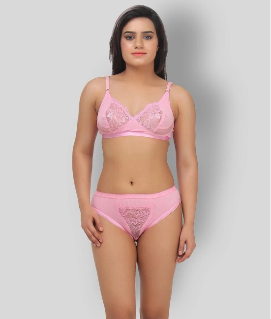 TCG - Pink Lace Embroidered Womens Maternity Bra & Panty Set ( Pack of 1 ) - 38