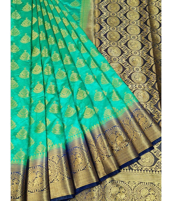 fab woven Green Silk Saree - Single