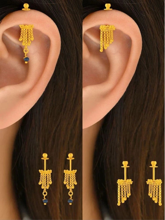 LUV FASHION Gold EarCuff Earrings ( Pack of 2 ) - Gold