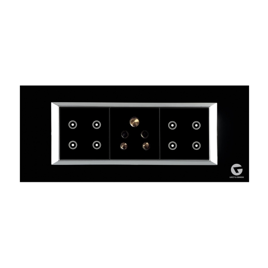 L&G 6 Modular Touch Switch,  Wifi Smart Touch Switch Board | German Technology meets Indian Standards (Size: 6M- 220 x 90 x 45 mm)-Black / 10Amp / Glass