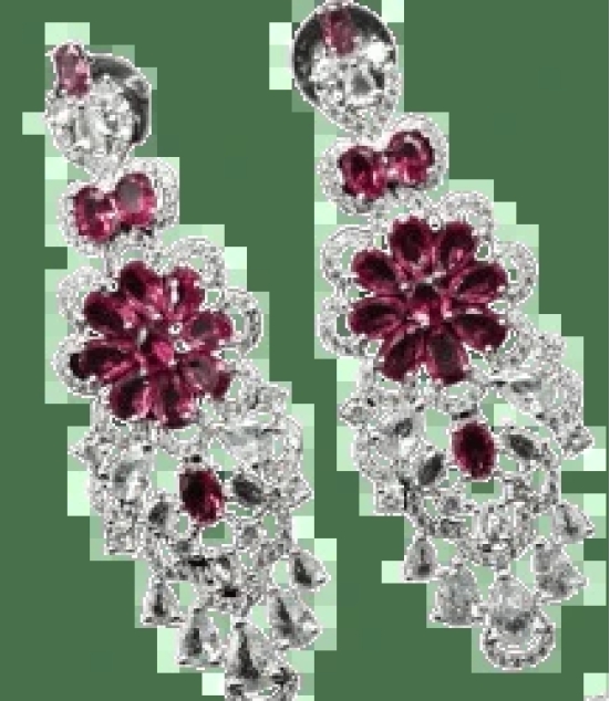 Ruby and Diamond Bridal Necklace Set in White Gold