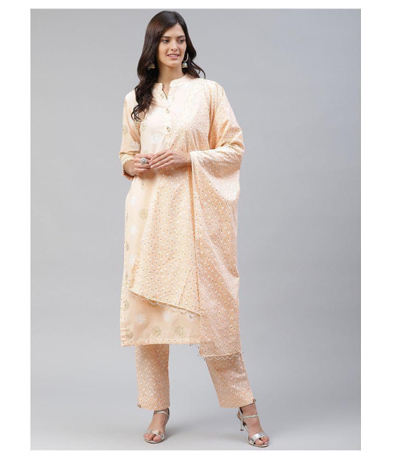 JC4U - Cream Straight Cotton Womens Stitched Salwar Suit ( Pack of 1 ) - XL