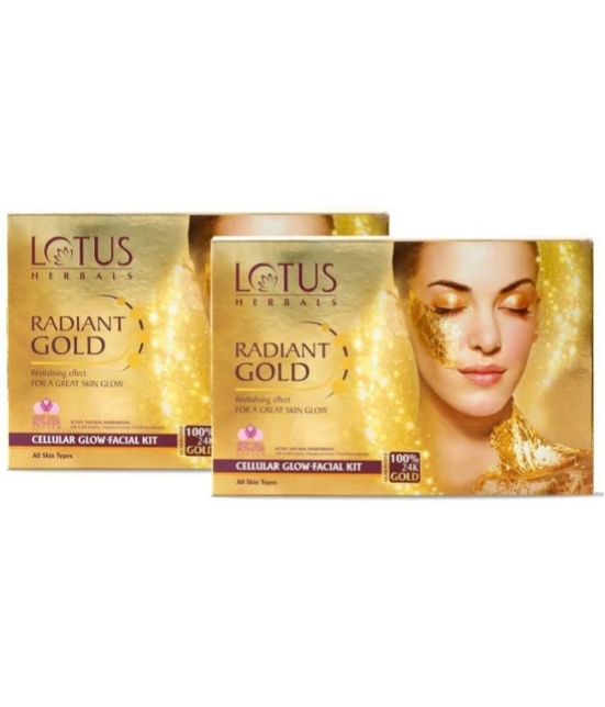 Lotus Herbals Radiant Gold Cellular Glow 1 Facial Kit With 24K Gold Leaves - 37g (Pack Of 2)