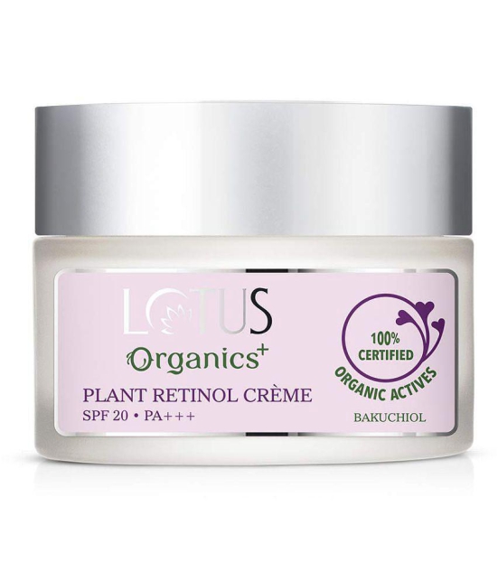 Lotus Organics+ Bakuchiol Plant Retinol Face Cream, 100% Organic Bakuchiol, SPF 20, PA+++, 50g