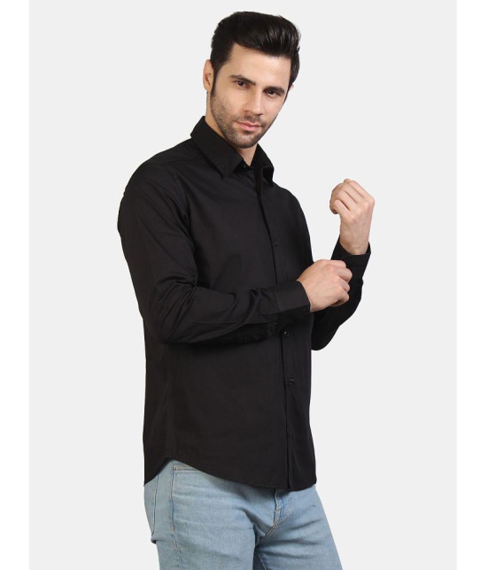 Life Roads 100 Percent Cotton Black Solids Party wear Shirt Single Pack - None