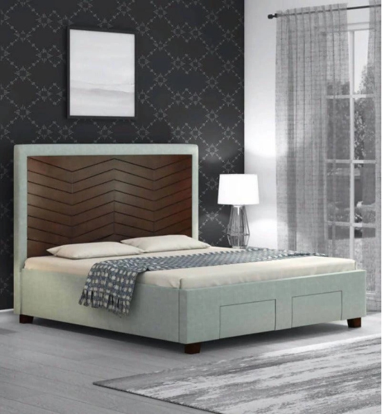 King Size Bed with Storage in Grey Color-Grey