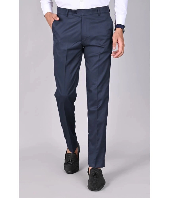 MANCREW Slim Flat Mens Formal Trouser - Navy Blue ( Pack of 1 ) - None