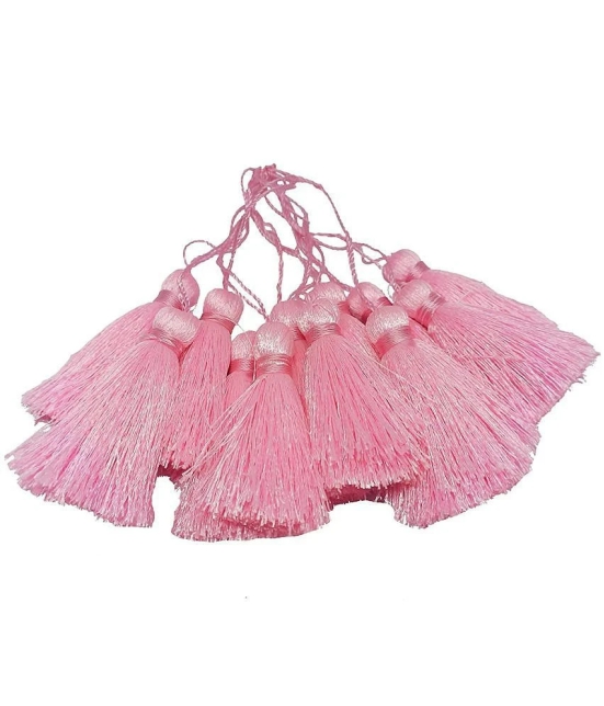 PRANSUNITA 12 PCS Silky Floss Craft Handmade Tassels with Loop for Souvenir, Bookmarks, Accessory Charms Jewelry Making Earring Findings Bracelet Pendant & Clothing sewing Accessories. (Size