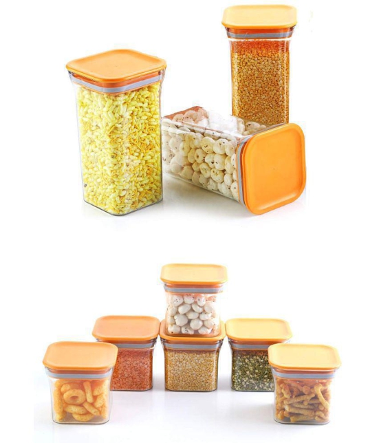 Analog kitchenware Grocery, Dal, Pasta Plastic Food Container Set of 9 1100 mL - Orange