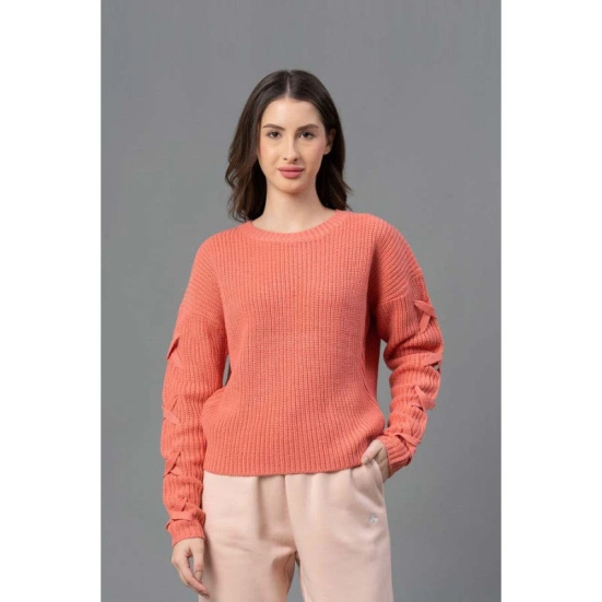 Mode By RedTape Women Deep Pink Solid Sweater