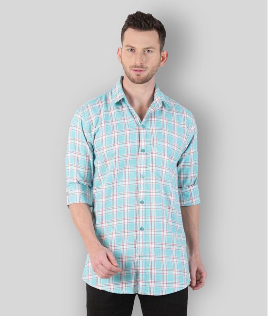 YHA - Blue Cotton Regular Fit Mens Casual Shirt ( Pack of 1 ) - None