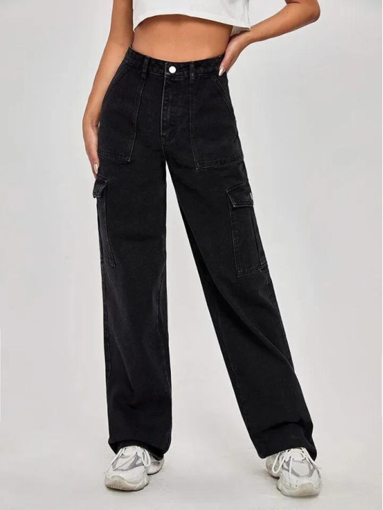 Women Flap Pocket Cargo Jeans-32