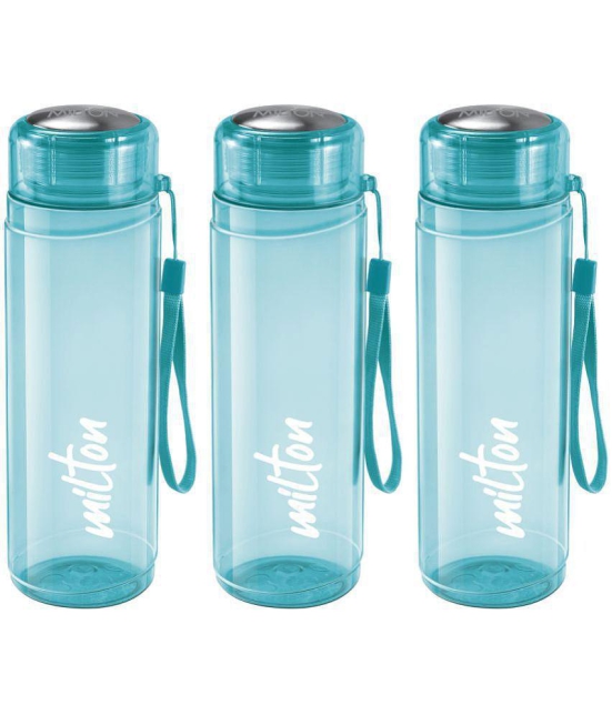 Milton Hector 1000 Pet Water Bottle Set of 3, 1000 ml Each, Blue | Recyclable | Reusable | BPA Free | Food Grade | Leak Proof | Gym | Office | Home | Kitchen | Treking | Travel | Hiking - Bl