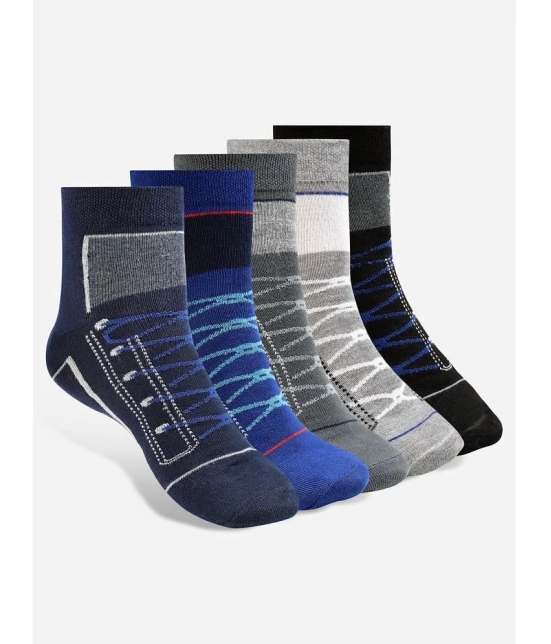 Texlon Cotton Mens Printed Multicolor Ankle Length Socks ( Pack of 5 ) - Multicolor