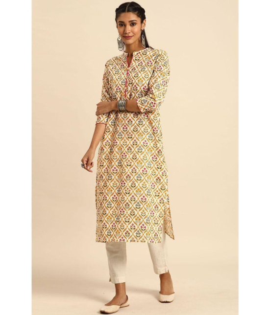 Rajnandini - Beige 100% Cotton Women's Straight Kurti ( Pack of 1 ) - None