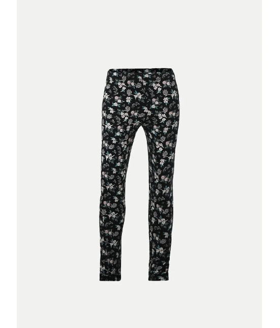 Teen Girls Black Floral -printed Pants - 10-11 Years