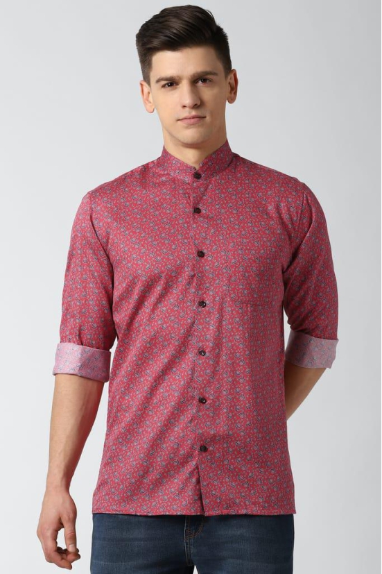 Men Red Regular Fit Formal Full Sleeves Formal Shirt