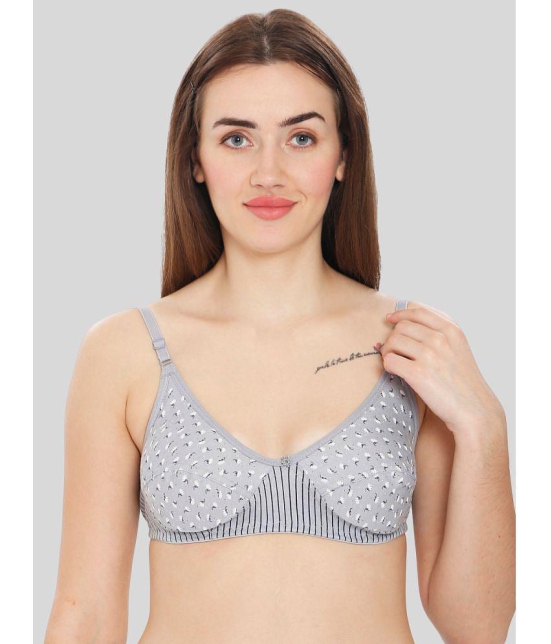 ILRASO - Light Grey Cotton Non Padded Women's T-Shirt Bra ( Pack of 1 ) - None