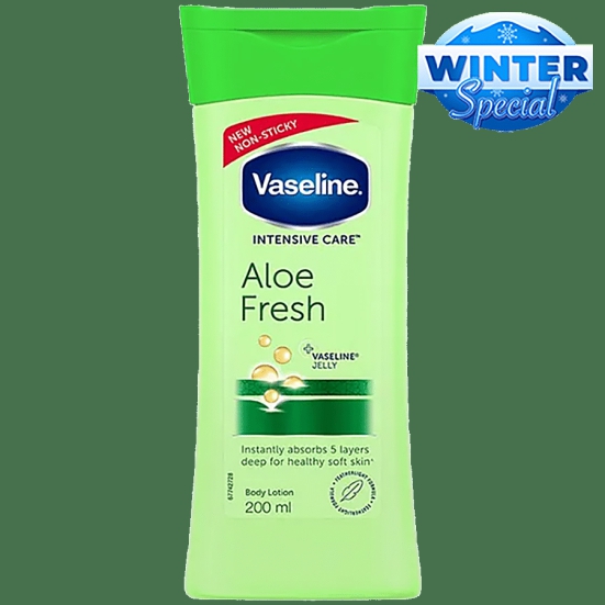 Vaseline Intensive Care Aloe Fresh Body Lotion - For Healthy Soft Skin + Vaseline Jelly, 200 Ml