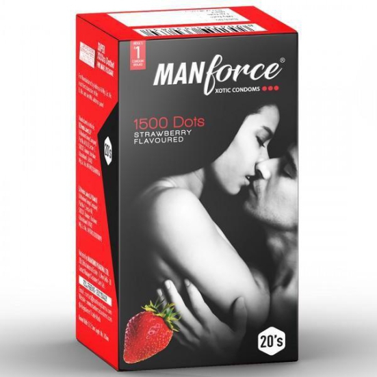 Manforce 1500 Dots Xotic Strawberry 20 Condoms