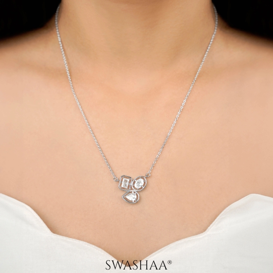 Three Star Necklace-Silver