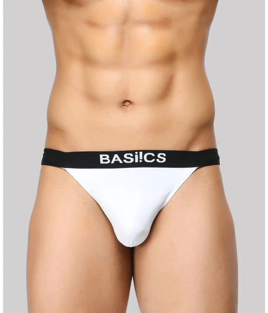 BASIICS By La Intimo - White BCSTH01 Spandex Mens Thongs ( Pack of 1 ) - None