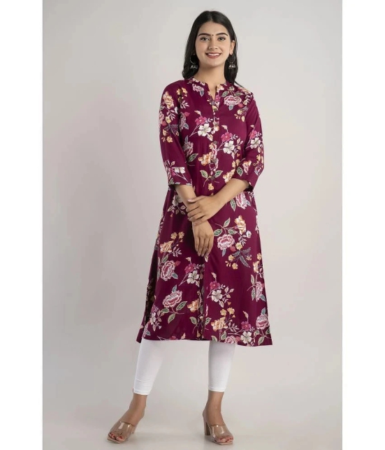 MAUKA - Purple Rayon Womens Front Slit Kurti ( Pack of 1 ) - None