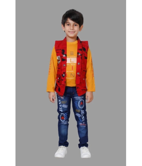 DKGF Fashion - Maroon Cotton Blend Boys Shirt & Jeans ( Pack of 1 ) - None