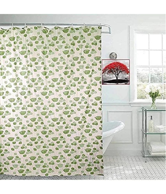 CASA FURNISHING Green PVC Shower Curtain ( Single )