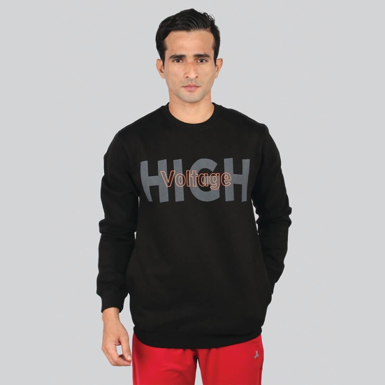 Crew Neck Graphic Print SweatShirt - Black-XXL