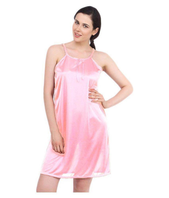 Fasense Satin Nighty & Night Gowns - Pink - None