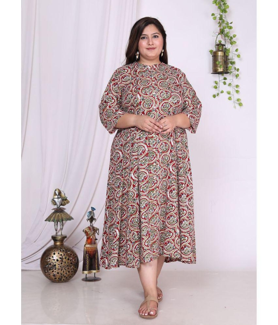 Swasti Cotton Blend Printed Anarkali Womens Kurti - Red ( Pack of 1 ) - None