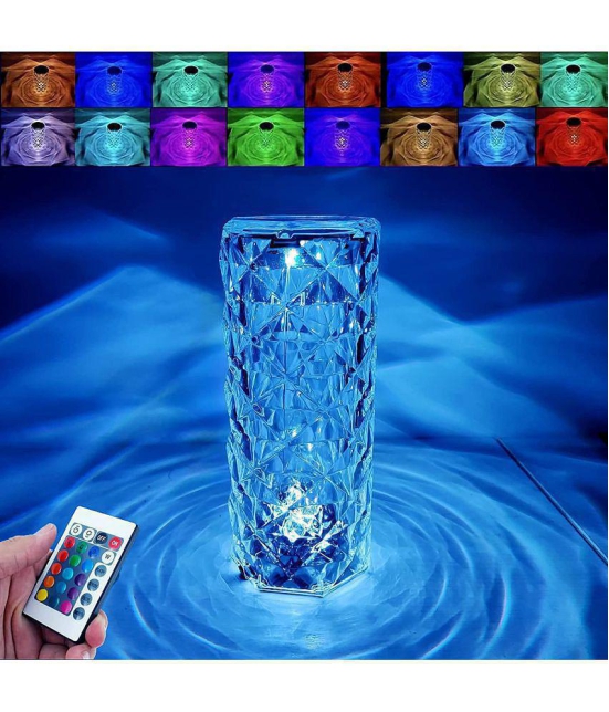 Gatih® Crystal Rose Diamond Lamp 16 Color Changing Rose Crystal Diamond ,USB Rechargeable Touch Bedside Lamp Night Light with Remote Control, for Bedroom Living Room Party Dinner Decor - Mul