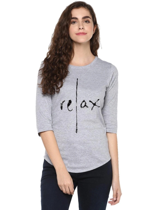 Womens 34U Relax Printed Grey Color Tshirts-Grey / Small / 100% Bio Wash Cotton