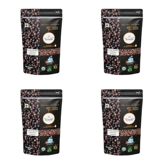 Neetacha Premium Cryogenic Black Pepper (Kali Mirch) Powder,I 400g I No Preservatives I Pure & Natural I@35% reduced consumption I Versatile spice for soups,(Pack of 4)