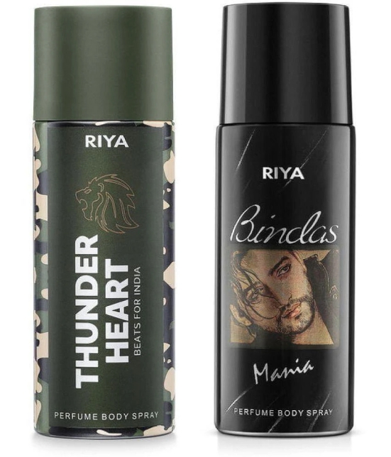 Riya Thunder Heart & Bindas Deodorant Spray & Perfume For Men 300 ( Pack of 2 )