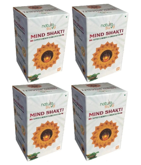 Nature Sure Mind Shakti Tablets For Memory & Concentration Pack of 4 - 60 Tablets Each