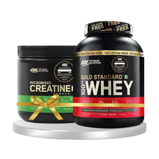 Optimum Nutrition Gold Standard 100% Whey Protein-2.5 kg with ON Creatine 250gm / Double Rich Chocolate