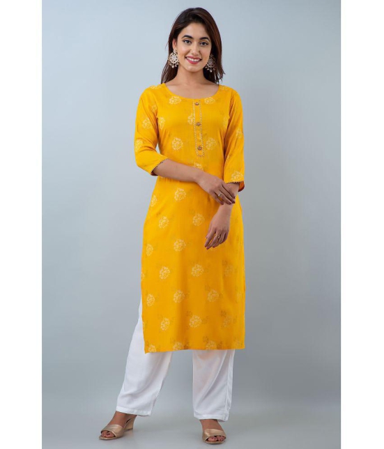 Doriya Yellow Rayon Kurti With Palazzo - Stitched Suit - None