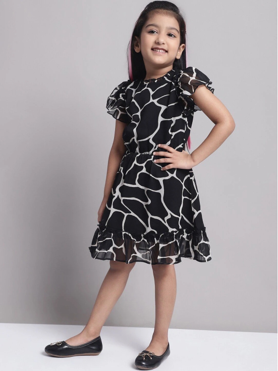 MINI & MING Girls Printed Georgette A-Line Dress