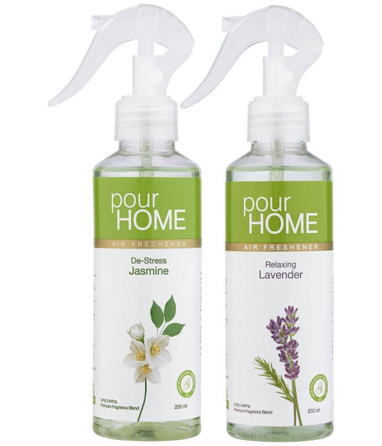 POUR HOME Relaxing Lavender & De-Stress Jasmine No Gas Room Freshener Spray, 250ml Each (Pack of 2)