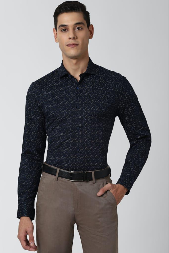 Men Navy  Formal Full Sleeves Formal Shirt