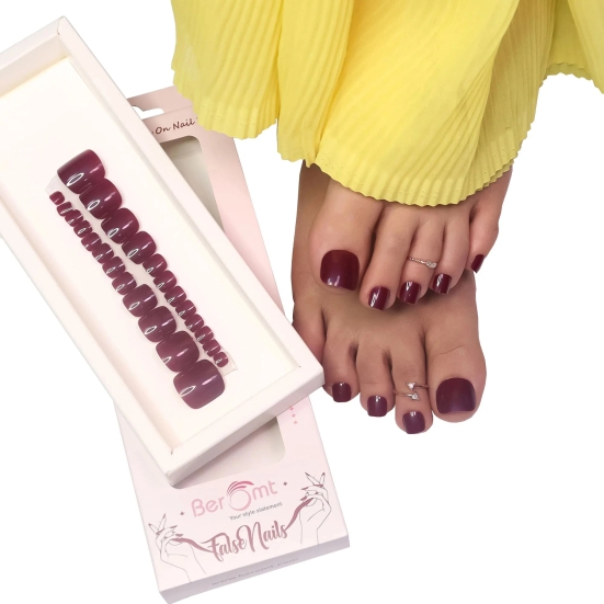 GLOSSY TOE NAILS (NAIL KIT INCLUDED)-Cherry Red