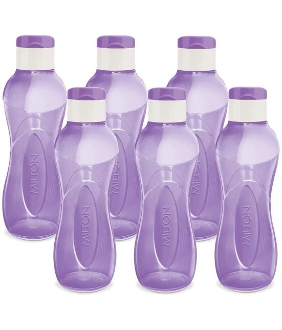 Milton I Go Flip Plastic Water Bottle Set of 6, 750 ml Each, Purple | Sports | Gym | Home | Kitchen | Travel Bottle | Hiking | Treking | Reusable - Purple