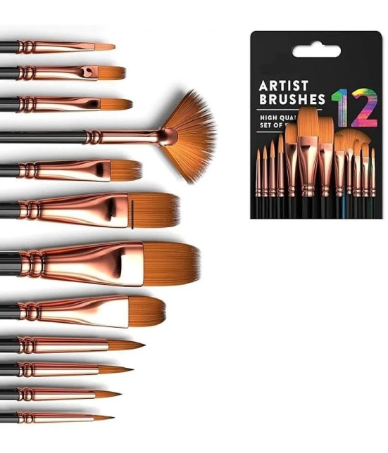 ECLET Craft Painting Brushes Set of 12 Professional Round Pointed Tip Nylon Hair Artist Acrylic Paint Brush for Acrylic/Watercolor/Oil Painting(N)